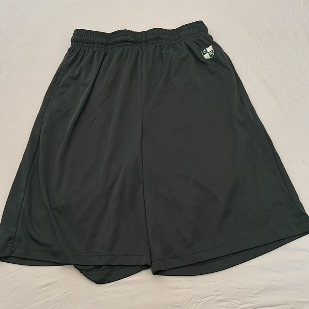 Badger green Camp Wekeela white logo basketball shorts